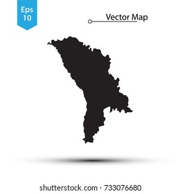 Simple Black Map Of Moldova Isolated On White Background. Vector Illustration