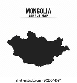 Simple Black Map of Mongolia Isolated on White Background