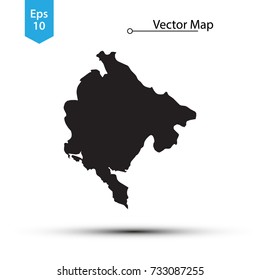 Simple Black Map Of Montenegro Isolated On White Background. Vector Illustration