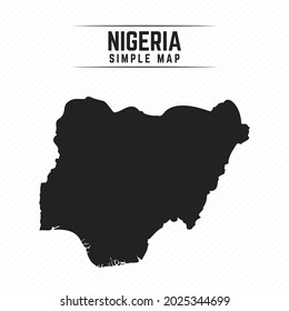 Simple Black Map of Nigeria Isolated on White Background