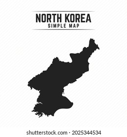 Mapa negro simple de Corea del Norte aislado de fondo blanco