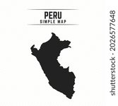 Simple Black Map of Peru Isolated on White Background