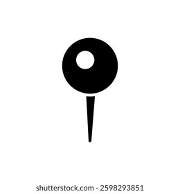 A simple black map pin icon symbolizing a marked location or position on a map interface.
