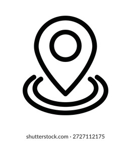 Simple black map pin icon on a white background for navigation