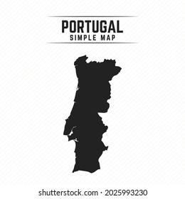 Simple Black Map of Portugal Isolated on White Background