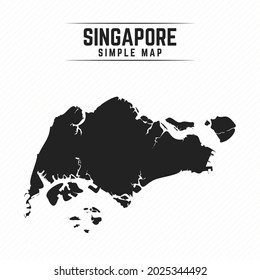 Simple Black Map of Singapore Isolated on White Background