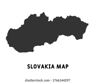 Simple Black Map Of Slovakia Isolated On White Background. Vector Illustration