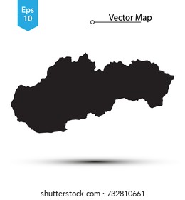 Simple Black Map Of Slovakia Isolated On White Background. Vector Illustration