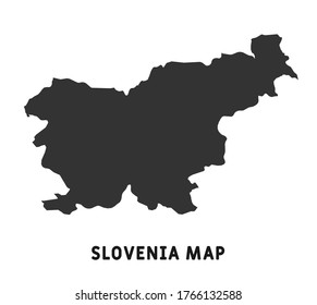 Simple Mapa Negro De Eslovenia Aislado En Fondo Blanco. Ilustración vectorial