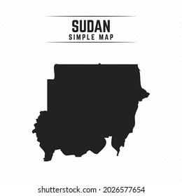 Simple Black Map of Sudan Isolated on White Background