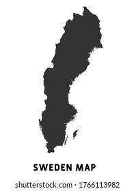 Simple Mapa Negro De Suecia Aislado En Fondo Blanco. Ilustración vectorial