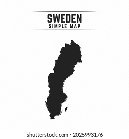 Einfache Schwarze Karte Schwedens einzeln auf weißem Hintergrund