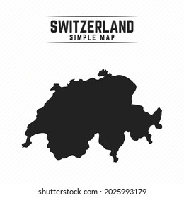 Simple Black Map of Switzerland Isolated on White Background