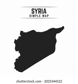 Simple Black Map of Syria Isolated on White Background