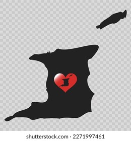 Einfache Schwarze Karte von Trinidad und Tobago einzeln auf transparentem Hintergrund. Vektorgrafik