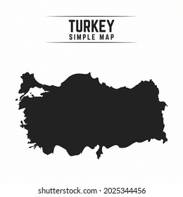 Simple Black Map of Turkey Isolated on White Background