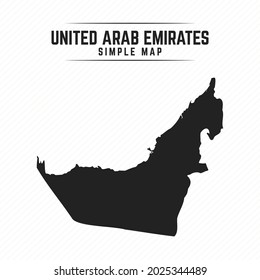 Simple Black Map of United Arab Emirates Isolated on White Background
