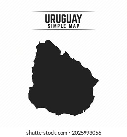 Simple Black Map of Uruguay Isolated on White Background