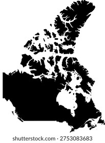 A simple black map vector of Canada, a country in North America, National map illustration of Canada, Canada map simple flat vector