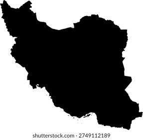 A simple black map vector of Iran, a country in West Asia, National map illustration of Iran, Iran map simple flat vector