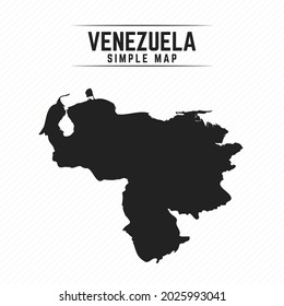 Simple Black Map of Venezuela Isolated on White Background