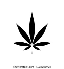 simple black marihuana leaf icon isolated on white background