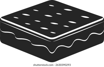 Simple black mattress silhouette design with a layered and minimalist appearance