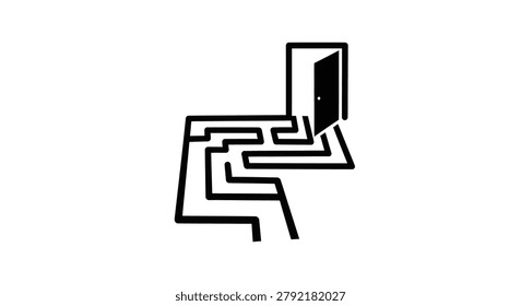 Simple black maze with exit door
