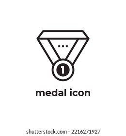 simple black medal flat design icon template