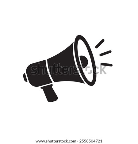 A simple black megaphone icon silhouette in a white background