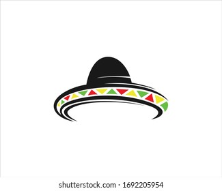 Simple Black Mexican Hat Sombrero vector
