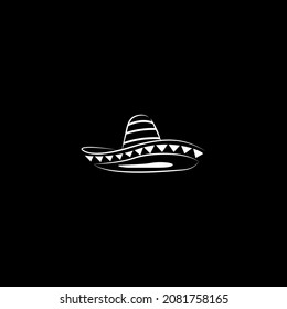 Simple Black Mexican Hat Sombrero Silhouette Logo Vector