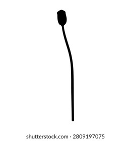 Simple black microphone icon centered on a white background, representing audio, sound, communication, or broadcasting concepts.
