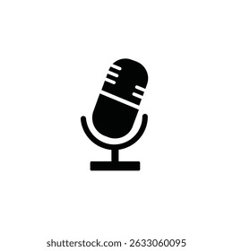 Simple black microphone icon design element.