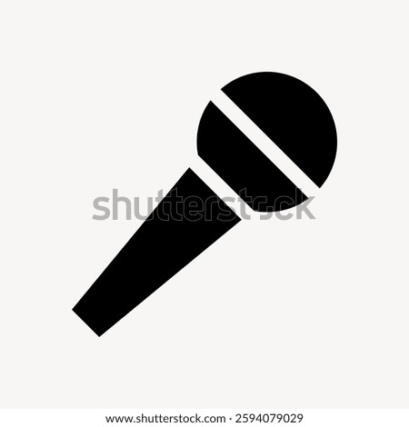Simple black microphone icon on a white background. Microphone symbol for audio, music, or podcast themes. Microphone design is minimalistic and clear. User interface icon vector.