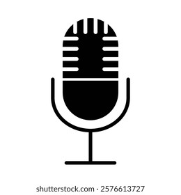 Simple Black Microphone Icon vector illustration.