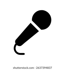 Simple black microphone icon with white background 