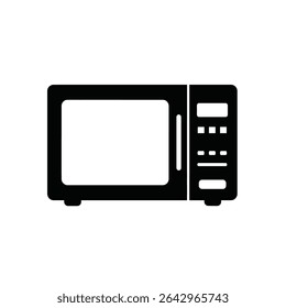 Ilustração simples do ícone do forno de micro-ondas preto.