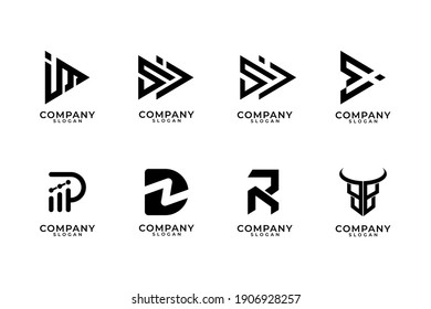 simple black monogram logo design collection