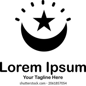 simple black moon and star shaped logo