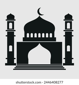 Simple black mosque vector. good for Islamic religious symbols, Islamic holidays.