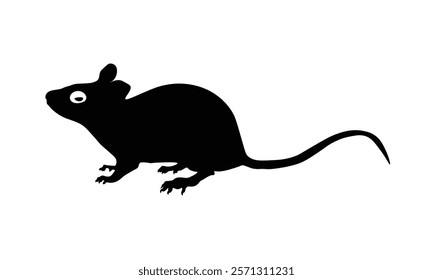 Simple Black Mouse Silhouette in Full Vector Format