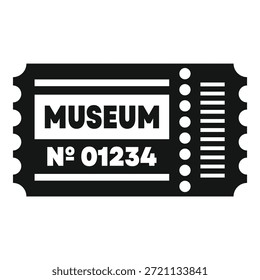 Billete de museo negro simple que permite la entrada a la exposición cultural