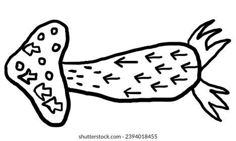 simple black mushroom arrow in vector. icon in doodle style. graphics for application sites for layout and printing of texts and images