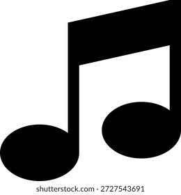 A simple black music note icon, representing sound, melody, and rhythm.