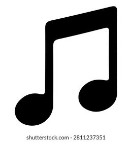 Simple black music note icon representing music, melody, or audio on a plain white background for versatile use in media and design.