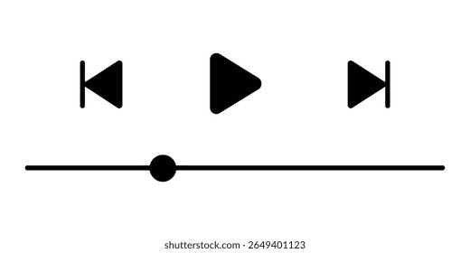 Simple black music player controls graphic