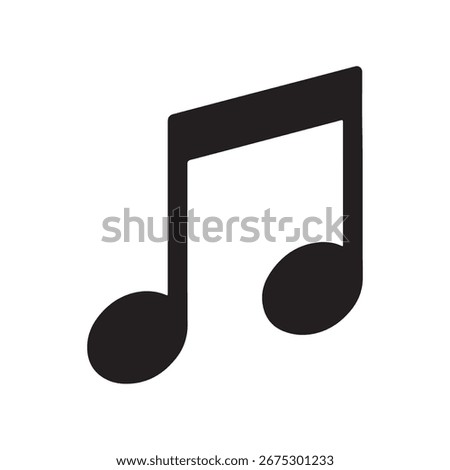 Simple black musical note || Black Quaver (Eighth Note) Musical Note Icon. Simple vector graphic for music, song, melody, and audio themes.