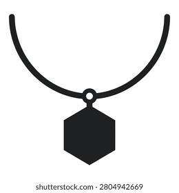 Simple black necklace with hexagonal pendant on chain jewelry icon