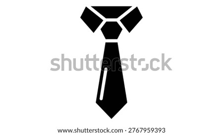 Simple black necktie icon isolated on white background. Professional business attire symbol, perfect for office, formal wear, or fashion related designs.